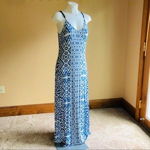 Blue and White Batik Maxi Sundress